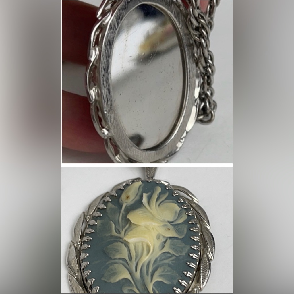 Stunning Vintage Whiting And Davis Necklace With Mirror, Old Signature